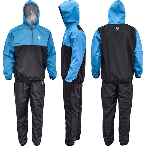 RDX X6 HOODED SAUNA SWEAT SUIT/Blu-6